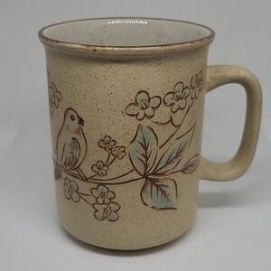 NORTHCRAFT KOREA Vintage 1970's Stoneware Ceramic Mug, Beautiful Bird Pattern